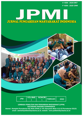 					View Vol. 1 No. 1 (2022): Februari : Jurnal Pengabdian Masyarakat Indonesia
				