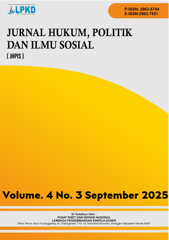 					View Vol. 4 No. 4 (2025): Desember: JURNAL HUKUM, POLITIK DAN ILMU SOSIAL
				