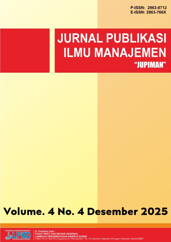 					View Vol. 4 No. 4 (2025): Desember: Jurnal Publikasi Ilmu Manajemen
				