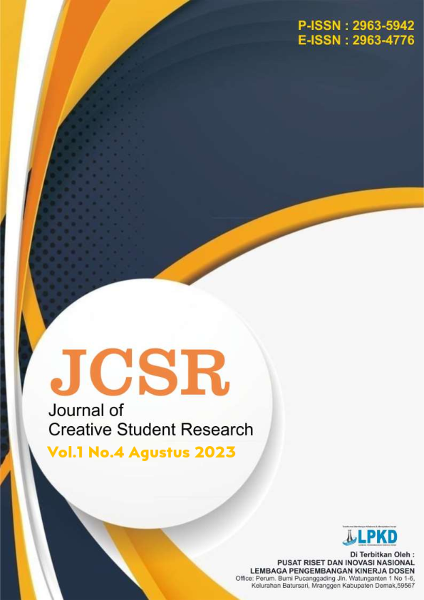 					View Vol. 1 No. 4 (2023): Agustus : Journal of Creative Student Research
				